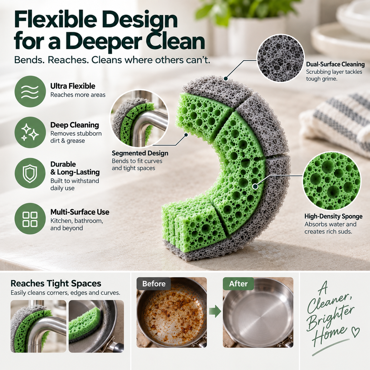FlexiScrub Flexible Curve Cleaning Sponge