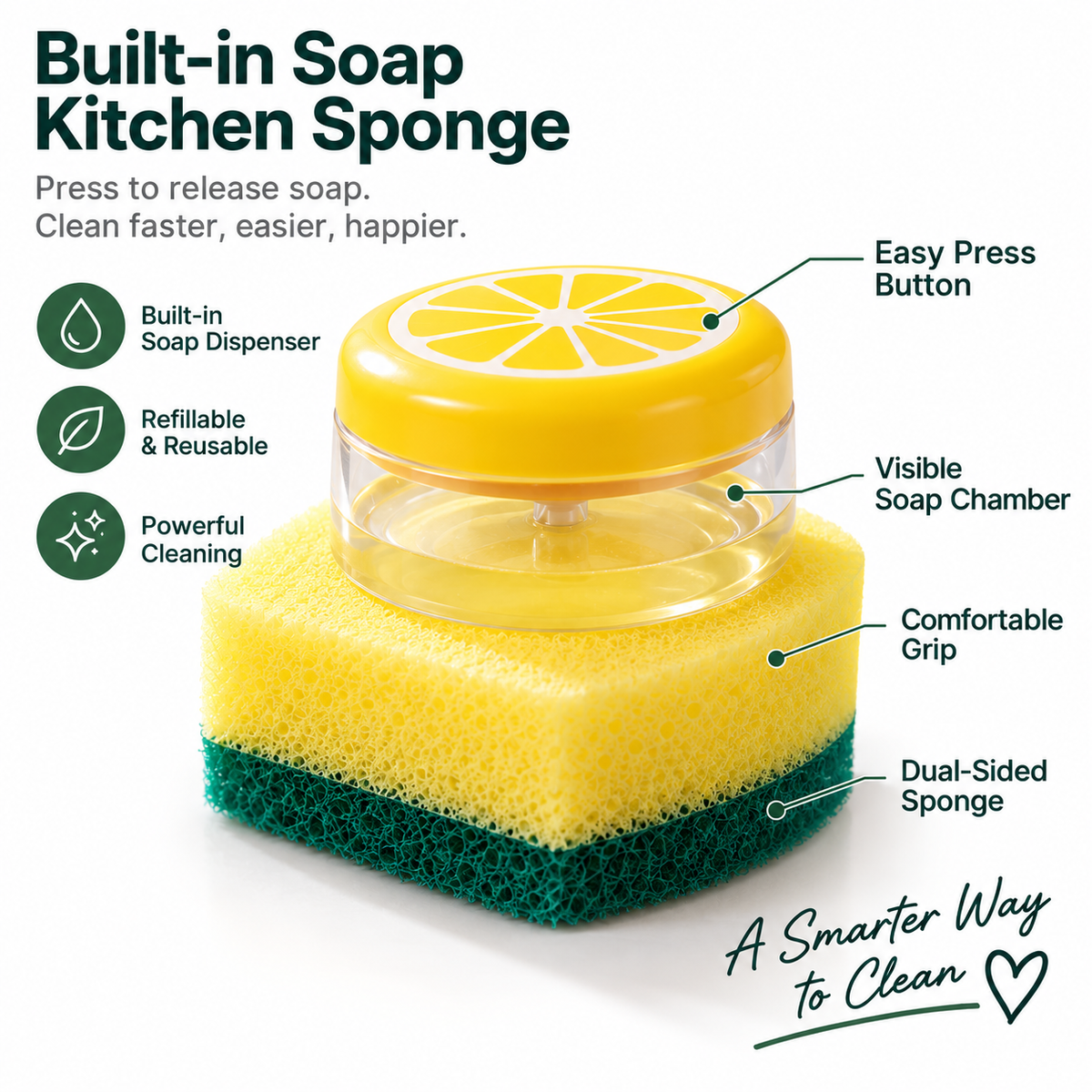 SoapMate Press-to-Dispense Kitchen Cleaning Sponge