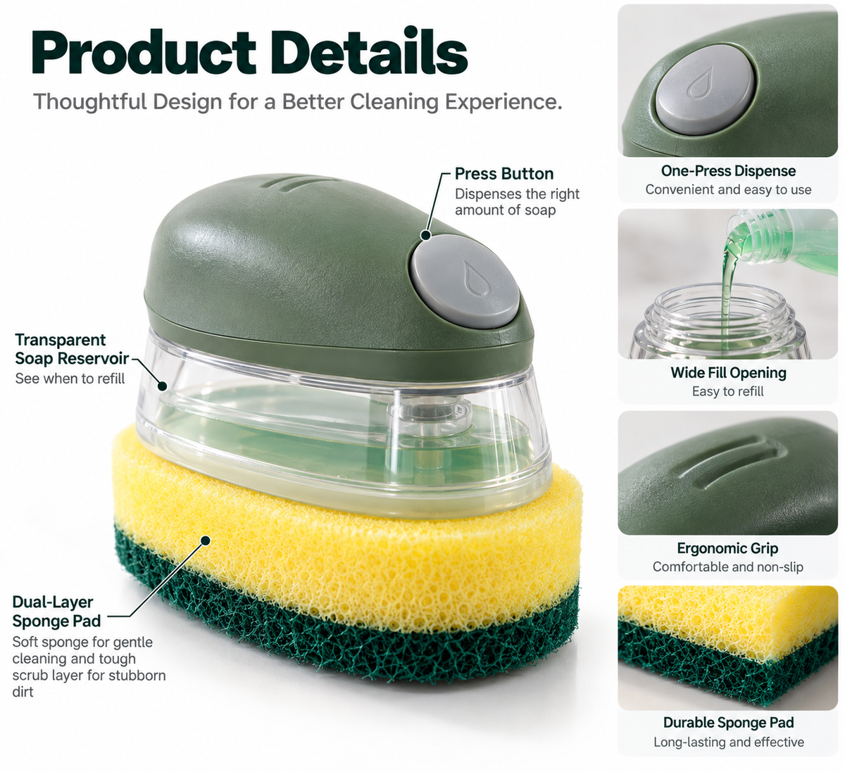 SoapMate Refillable Soap-Dispensing Cleaning Sponge