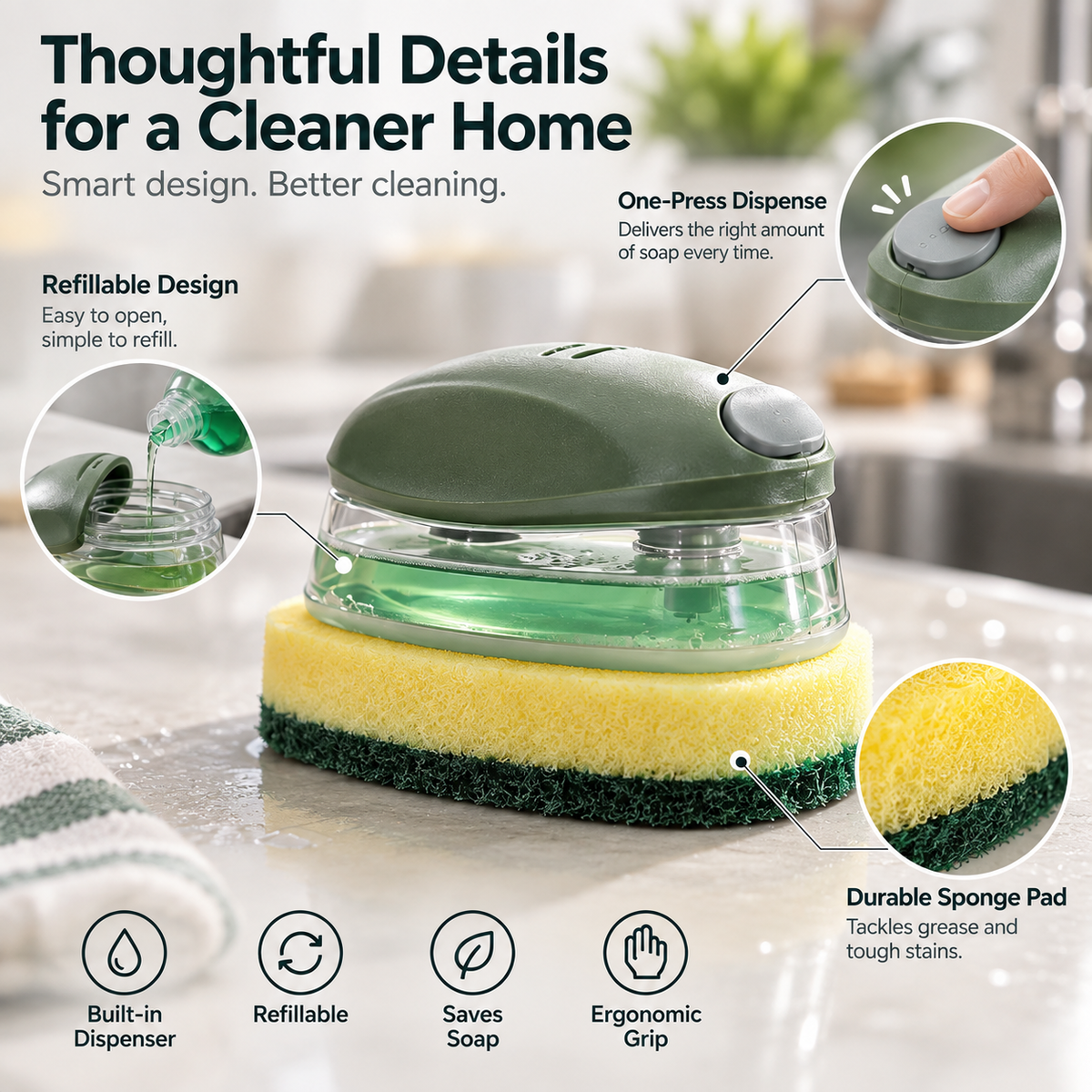 SoapMate Refillable Soap-Dispensing Cleaning Sponge