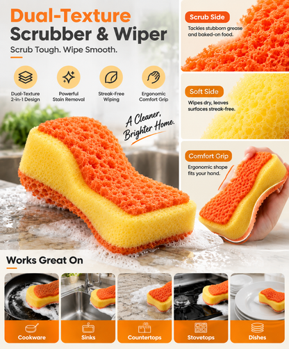 ScrubNest Dual-Texture Scrubber & Wiper Sponge