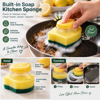 SoapMate Press-to-Dispense Kitchen Cleaning Sponge