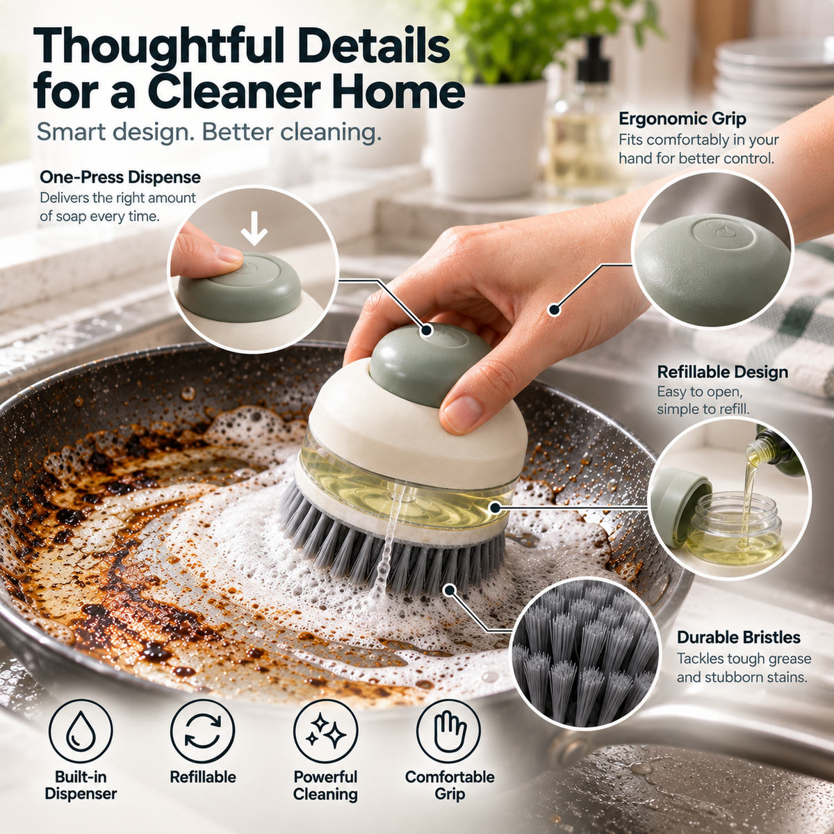 ScrubMate 2-in-1 Soap Dispensing Dish Scrubber