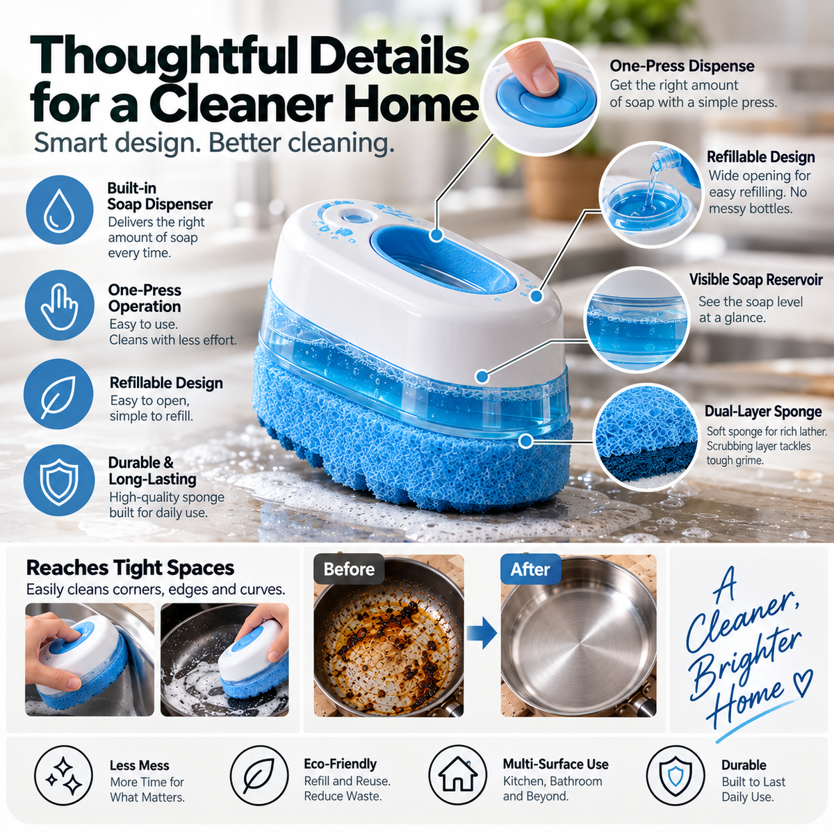 ScrubMate One-Touch Soap Dispensing Dish Scrubber